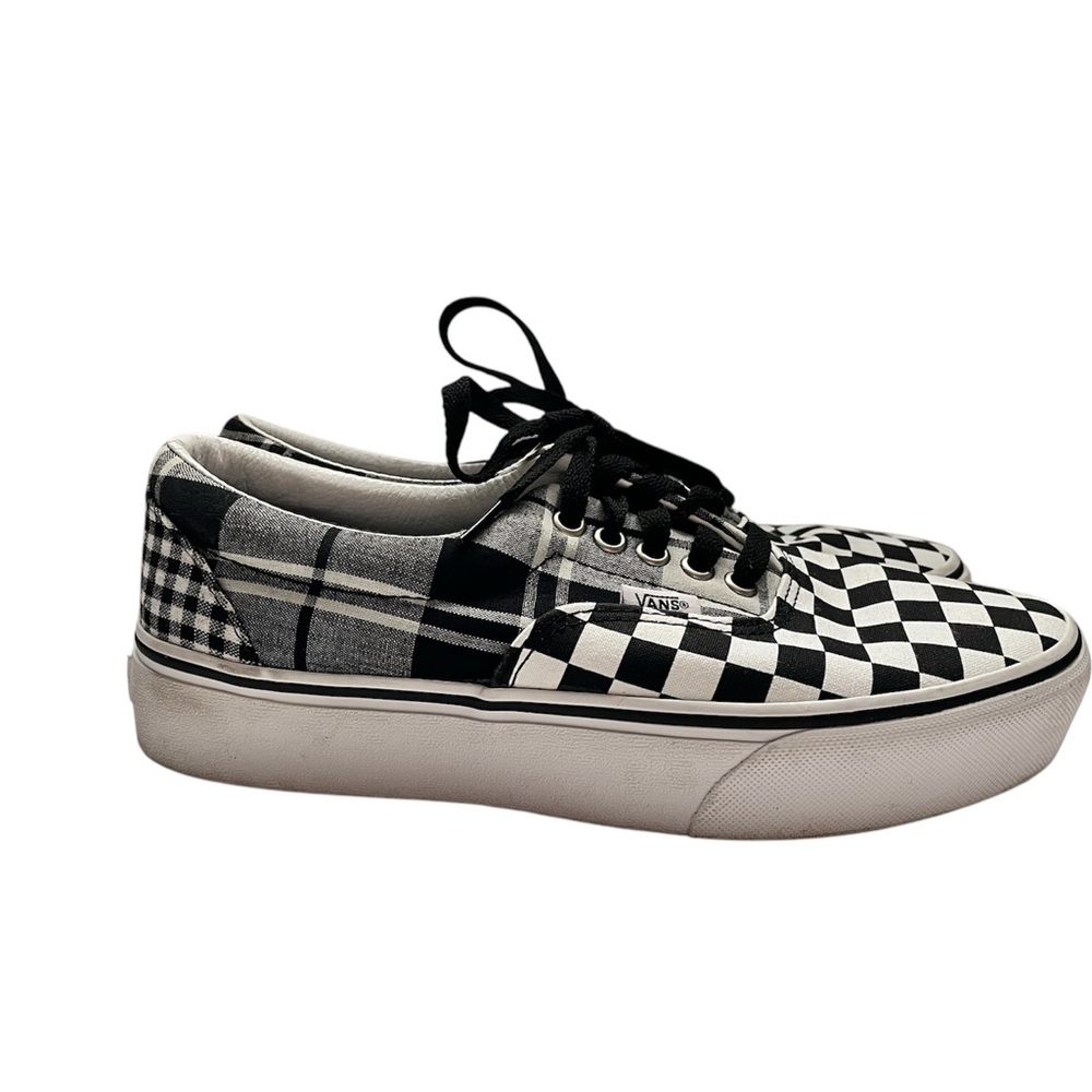 Vans Women Era Platform Plaid Checkerboard Black & White Sneaker 8.5